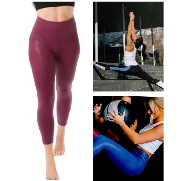 ZYIA Pants - Zyia Light n Tight Leggings Bundle x3 Metallic & Dark Sky Mesh Size 12 EUC